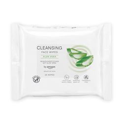 by Amazon Toallitas de limpieza facial con aloe vera, desmaquillante, sin fragancia, 25 toallitas