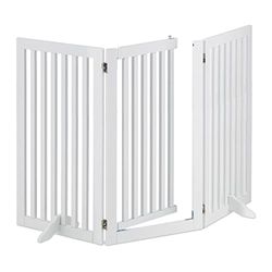 Relaxdays Barrera Seguridad Niños, Valla Protectora con Puerta, para Escaleras, 92x154cm, Plegable, sin Taladrar, Blanco, Tablero de Fibras