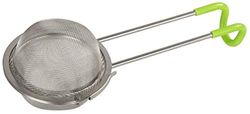 FACKELMANN INOX, passoire à thé avec Anse en Acier Inoxydable, Argent/Vert, env. 15,5 cm