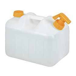 Relaxdays Tanica con Rubinetto, 10 Litri, Plastica Senza BPA, Coperchio, Manico, Bottiglia Viaggio, Bianco Arancione