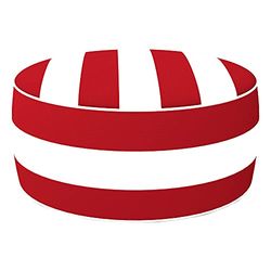 AKTIVE Puff hinchable, Puff exterior, Reposapiés hinchable, Ø53x23 cm, diseño a rayas rojo, Tejido impermeable, soporta 100 kg, mobiliario jardín exterior (79039)