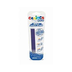 Carioca Oops Ricariche Penna Cancellabile Blu, Refill Compatibile, Inchiostro Termosensibile, 3 Pezzi, Colore Blu