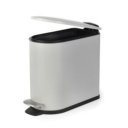 Beldray Bathroom Pedal Bin – 5 Litre Small Toilet Bin, Soft Closing Lid, D-Shaped Sanitary Waste Bin for Bedroom, Office, Kitchen, Powder-Coated Finish, Space-Saving, Grey