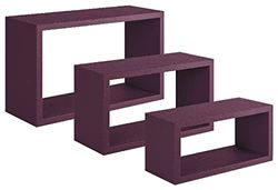 Homemania Trittico Wandrek voor woonkamer, slaapkamer, kantoor, MDF, paars, 45 x 27 x 15,5/40 x 22 x 15,5/35 x 17 x 15,5 cm