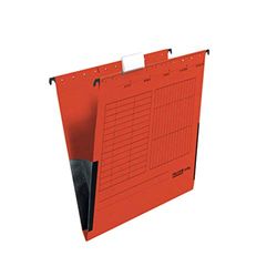 Falken - Confezione da 25 sacchetti sospesi UniReg. Made in Germany. Realizzato in cartone riciclato per DIN A4 con rane di lino rosso, motivo angelo blu, ideale per riporre fogli in ufficio e