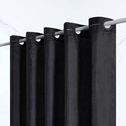 Furlinic Douchegordijn Anti Schimmel Polyester Stof Waterdicht Douche Gordijnen Wasbaar Textiel voor Hoekbadkuip of De Badkamer Zwart 150x183cm.