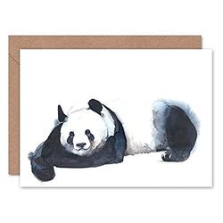 Wee Blue Coo Panda Resting Watercolour Greeting Card With Envelope Inside Premium Quality