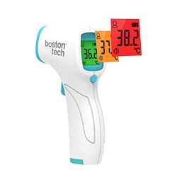 Boston Tech ME105 - Digitale contactloze infraroodthermometer, voorhoofd en oor voor mensen en oppervlakken. Nauwkeurige aflezing, meetgeheugen. Koorts alarm. Geschikt voor kinderen en volwassenen