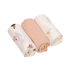 LÄSSIG Bébé Couverture de puériculture Drap de puériculture Lot de 3 en coton 60 x 60 cm/Swaddle & Burp Blanket M Little Mateys Cat