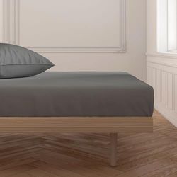 ECOMMERC3 Fitted Sheet for 105 cm Bed, 100% Cotton, Soft, Breathable and Adjustable, Anthracite for Mattresses up to 30 cm in Height