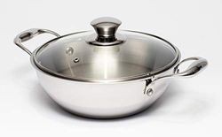 Zinel 5036 Tri-Ply Wok with Glass Lid, 4.3L-26cm, Stainless Steel