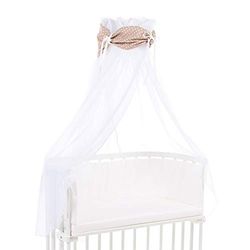 babybay Hemel Organic Cotton met strik passend voor de modellen Original, Maxi, Boxspring, Comfort, Comfort Plus en Midi, lichtbruin sterren wit