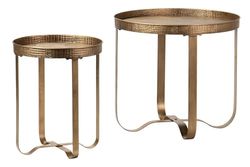 Adda Home Set van twee tafels, metaal, goud, 60 x 60 x 55 cm, 40 x 40 x 50 cm