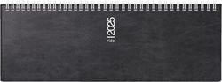 rido/idé Carnet de Rendez-Vous Horizontal modèle septant (2025), 2 Pages = 1 Semaine, 305 × 105 mm, 128 Pages, Couverture en Film de Mousse Catana, Noir
