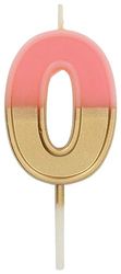 Folat 24210 Taartkaars retro cijfer/cijfer 0 roze - 5 cm verjaardagskaarsen voor verjaardag, verjaardagsdecoratie, voor kinderfeesten, bruiloften, bedrijfsfeesten, jubilea