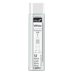 Set van 12 witte vulpotloodvullingen, fijne precisie, ideaal voor technisch tekenen en gedetailleerd schrijven.