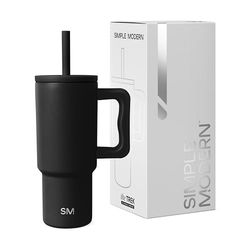 Simple Modern Kids 24 oz Tumbler with Handle and Silicone Straw Lid | Spill Proof and Leak Resistant | Reusable Stainless Steel Cup | Gift for Kids Boys Girls | Trek | 710ml | Midnight Black
