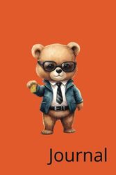 Journal: Teddy Bear Secret Agent on Orange: 6" x 9" 120 Pages