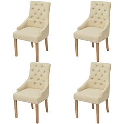 vidaXL Chaises de Salle à Manger 4 pcs Bois de chêne Tissu Crème