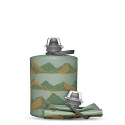 HydraPak Stow (500 ml, 17 oz) – hopfällbar vattenflaska – ultralätt och packbar reseflaska, flexibel skid-, vandrings-, cykel- eller klätterflaska, grön bergsdesign