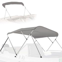 SereneLife Housse de Protection imperméable pour Bateau – 154,9 à 167,6 cm de Large – 4 arcs – Toile Pare-Soleil pour Bateau – Double paroi en Aluminium – 2 Sangles et 2 poteaux de Support arrière –