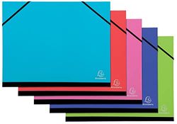 Exacompta - Ref. 25629E - Set of 5 Iderama drawing boxes - with rubber bands - white paper interior - canvas back - dimensions 26 x 33 cm - formats to file A4 and 240 x 320 mm - assorted colors
