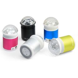 Disco Bluetooth Vivavoce rosa, con connettività wireless, suono, utilizzo in chiamate e musica.