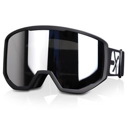Exp Vision Skibril voor dames en heren, snowboardbril, sneeuwbril, OTG 100% uv-bescherming, skibril voor brildragers, anti-condens, zilver