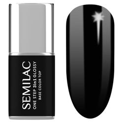 S190 Semilac Smalto UV 3 in 1 One Step Glossy The Black 7 ml – Smalto gel UV nero 3 in 1 | Base & Top Coat integrato | Lunga durata fino a 21 giorni