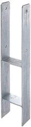 Alberts 203917 Suporte de poste em H, galvanizado a quente, largura livre 11 mm, altura total 600 mm, espessura do material 5 mm