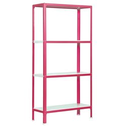 Simon Rack Livraria estante salão, 1600 x 800 x 300 mm, 4 alturas, estilo industrial, metal, rosa/branco - Simon Home