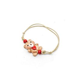 Bracciale cordino cerato con orsetto effetto peluche e cuore