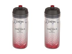 ZEFAL Arctica 55 Fietsfles, 2 stuks, 550 ml, thermosfles, geurloos en waterdicht, sportfles, BPA-vrij, zilver/rood