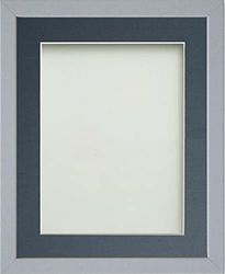 Frame Company Jellybean Range Grey Wooden 12x10 inch Picture Photo Frame with Blue Mount for Image 10x8 inch * Choice of Colours & Sizes* Fitted with Perspex