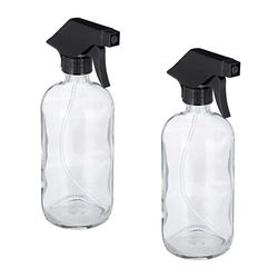 Relaxdays Sprayflaska glas, set, 2 x 500 ml, påfyllningsbar, dimma och stråle, hårvård, rengöring, sprejflaska, transparent, 10034198