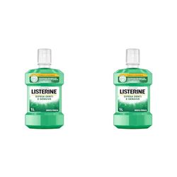 Listerine Difesa Denti e Gengive, Colluttorio a Tripla Azione, Denti Forti e Gengive Sane, Menta Fresca, 1 Litro (Confezione da 2)