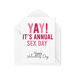 Grappige Valentijnsdag Kaarten, Kaart voor Hem voor Haar Vrouwen Mannen, Yay Het is Jaarlijkse Sex Day, Joke Banter Comedy Vrouw Man Vriendje Card CBH436