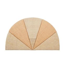 DRW Halfrond hoofdeinde van rotan, naturel en beige, 105 x 12 x 63 cm