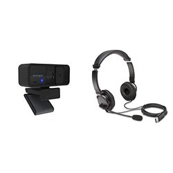 Kensington Cuffie Hi-Fi con Cavo USB-A Munite Di Microfono + Webcam W1050 1080p con Grandangolo 95°