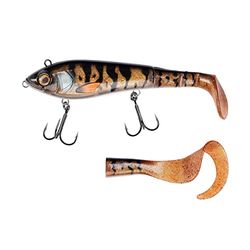 Abu Garcia Svartzonker McHybrid Hybrid Señuelo de Pesca - Diseño híbrido Blando y Duro para la Pesca de Lucio, Perca y Trucha en Agua Dulce y Salada, Pintado a Mano, Burbot Motoroil 20 cm