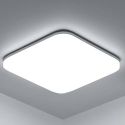 LEDYA Plafoniera Led Soffitto, Ø220mm 18w 1600lm Plafoniera Quadrata, IP54 Impermeabile, 18w Equivale a 150w Plafoniera Led, 5000k Bianco Freddo Plafoniera Bagno Per Camera, Da Soggiorno, Parete