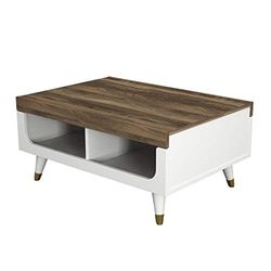 Alphamoebel Tables Basses, Bois d'ingénierie, Noyer Blanc, 90 x 63,6 x 43,6 cm