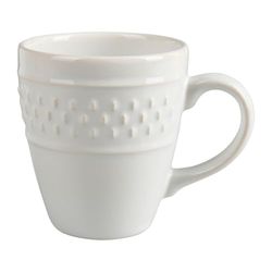 GENEVIEVE LETHU Taza 20 cl de loza gama grano de arroz Ø 7,5 cm H 8 cm, color blanco, decoración estampada