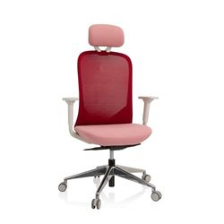 hjh OFFICE 740013 Chaise de Bureau AVEZA Pro Tissu/Tissu Maille, Fauteuil de Bureau pivotant, Appuie-tête réglable en Hauteur, Rose
