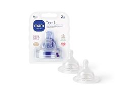 MAM Spenen maat 2, geschikt voor meer dan 2 maanden, spenen met medium flow en SkinSoft-siliconen, geschikt voor alle babyflessen, benodigdheden voor babyvoeding, verpakking van 2 stuks