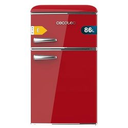 Cecotec Nevera Pequeña Frigorífico 2 Puertas Retro 86L Bolero CoolMarket 2D Origin 86 Red E. 89,3cm de Alto y 48,7cm de Ancho, Clase Energética E, Icebox, Luz Interior y Tirador Cromado, Rojo