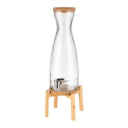 APS-drankenstandaard "Fresh Wood", container met roestvrijstalen kraan en kurken deksel, stevig glas, houten standaard, 23 x 23 cm, 56,5 cm hoogte, 4,5 l inhoud