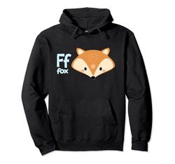 F for Fox with Cute Kawaii Cartoon Fox Felpa con Cappuccio