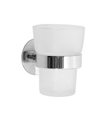 Smedbo Holder with Glass Tumbler, Polished Chrome YK343 Time, Silver, 8 x 10.5 x 15.8 cm
