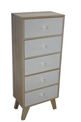 King Collection King Home C1708005 Commode 5 Tiroirs en Bois de Paulownia avec Pieds en KD, 40 X 25 X 99, 5H